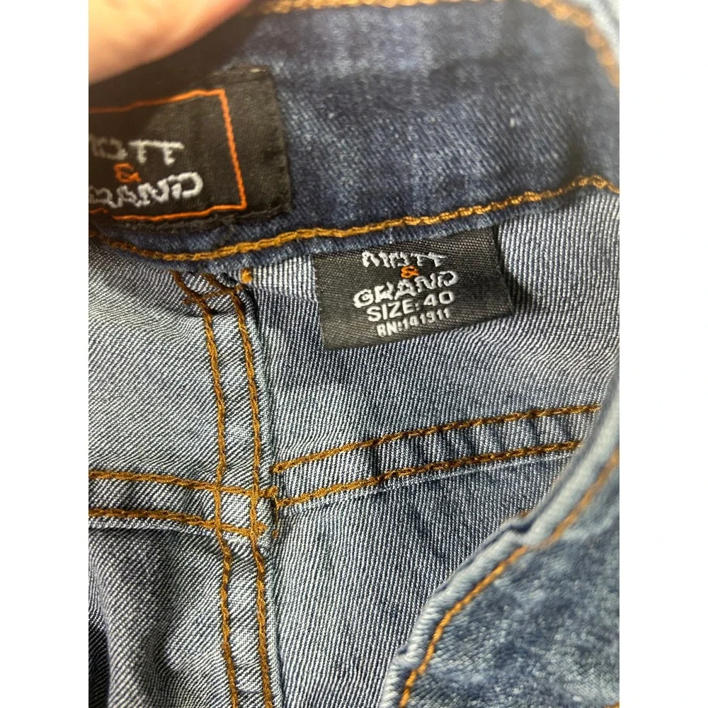 Mott & Grand Mens Blue Denim Straight Leg Jeans Size 40 Medium Wash Casual Pants